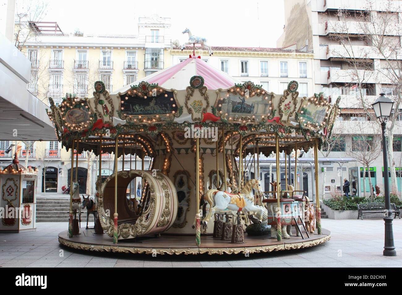 Vintage carousel in the street Stock Photo