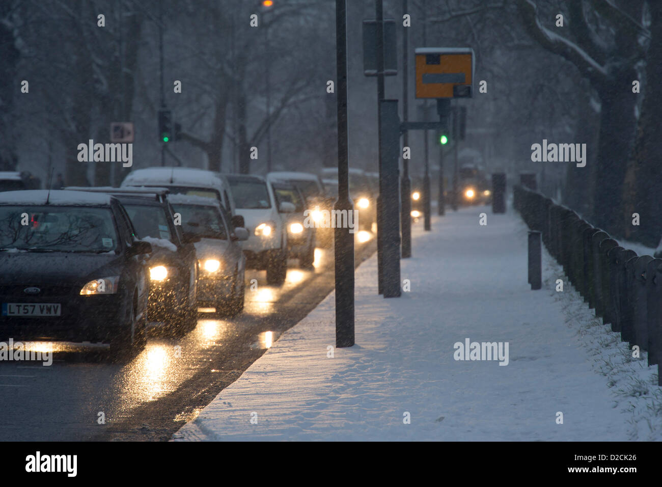The snow falls in the Clapham Common area and the toboggans are out in