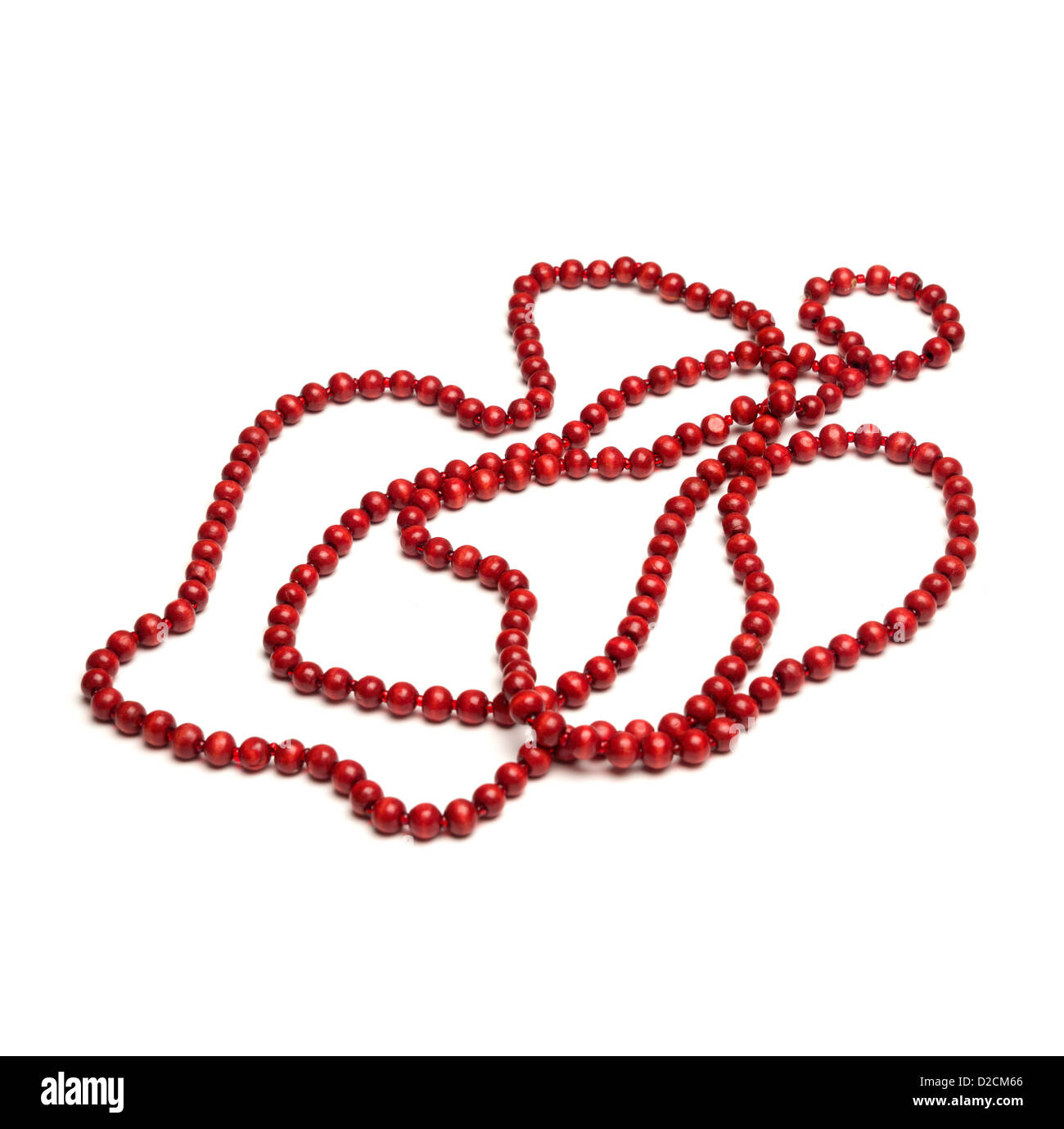 Red necklace isolated on white background Stock Photo