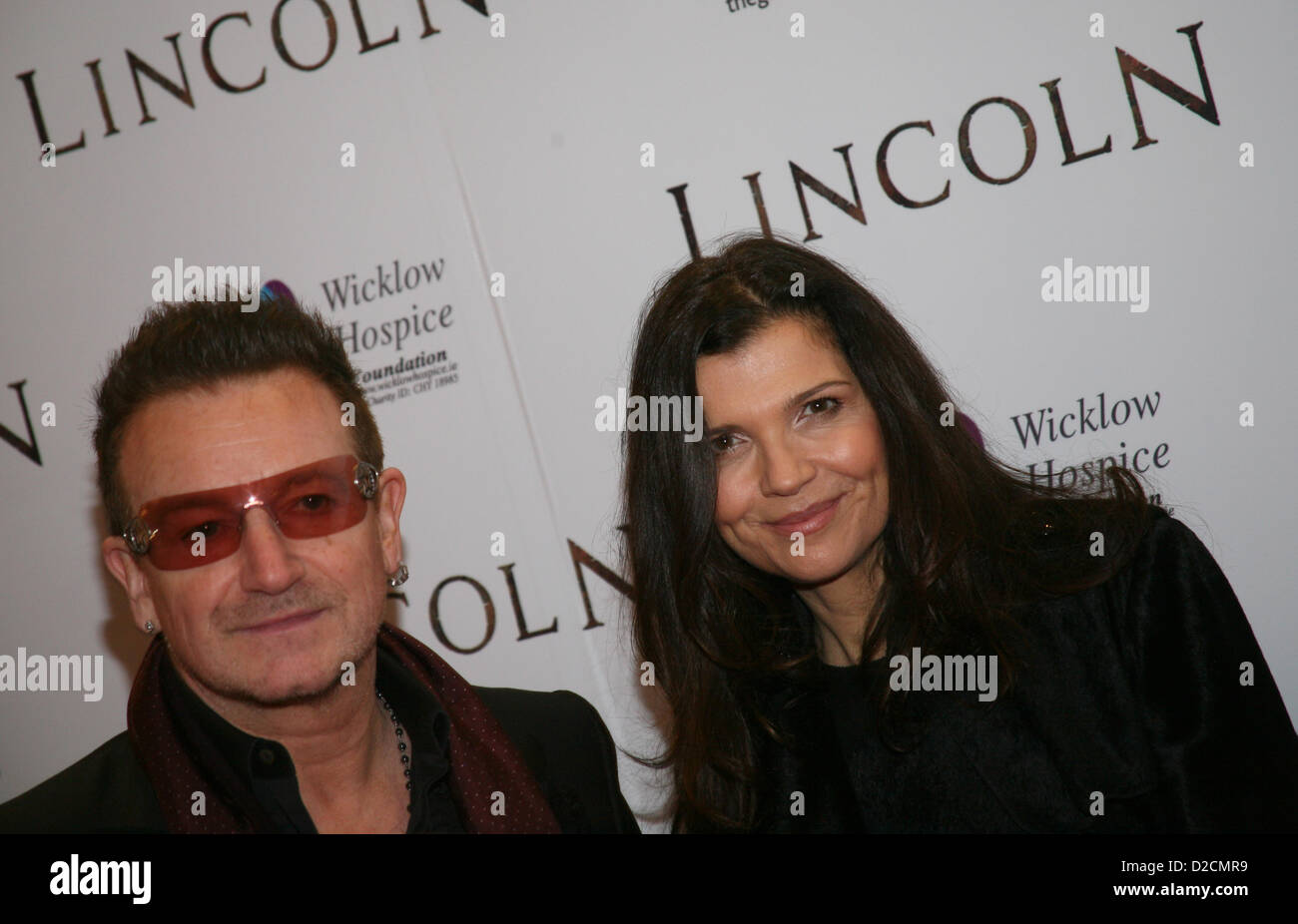 Bono, Ali Hewson at the Lincoln film premiere Savoy Cinema in Dublin, Ireland. Sunday 20th January 2013. Stock Photo