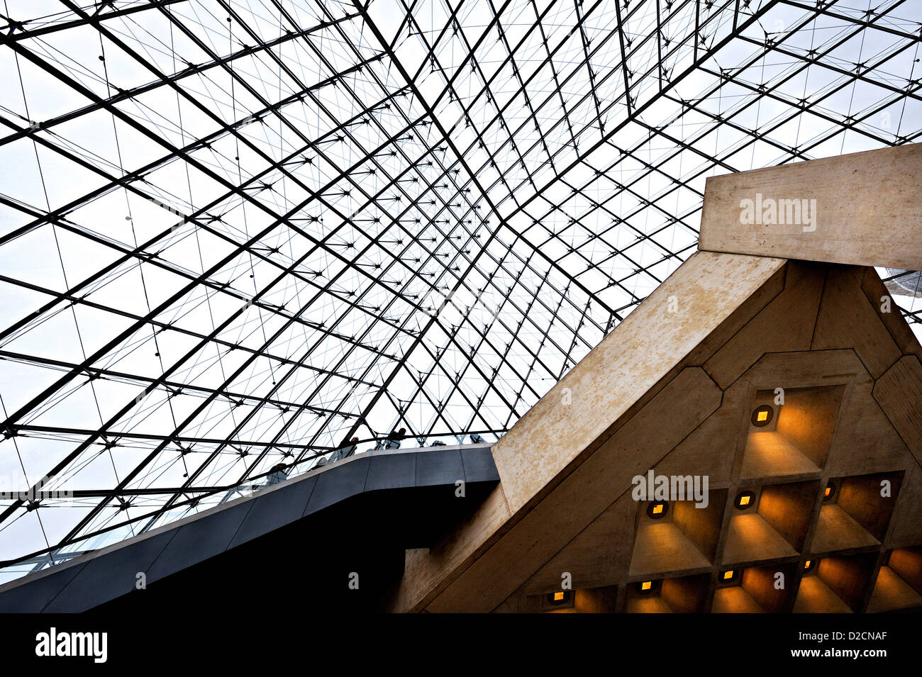 Inside the Louvres pyramid, Paris, France. Stock Photo