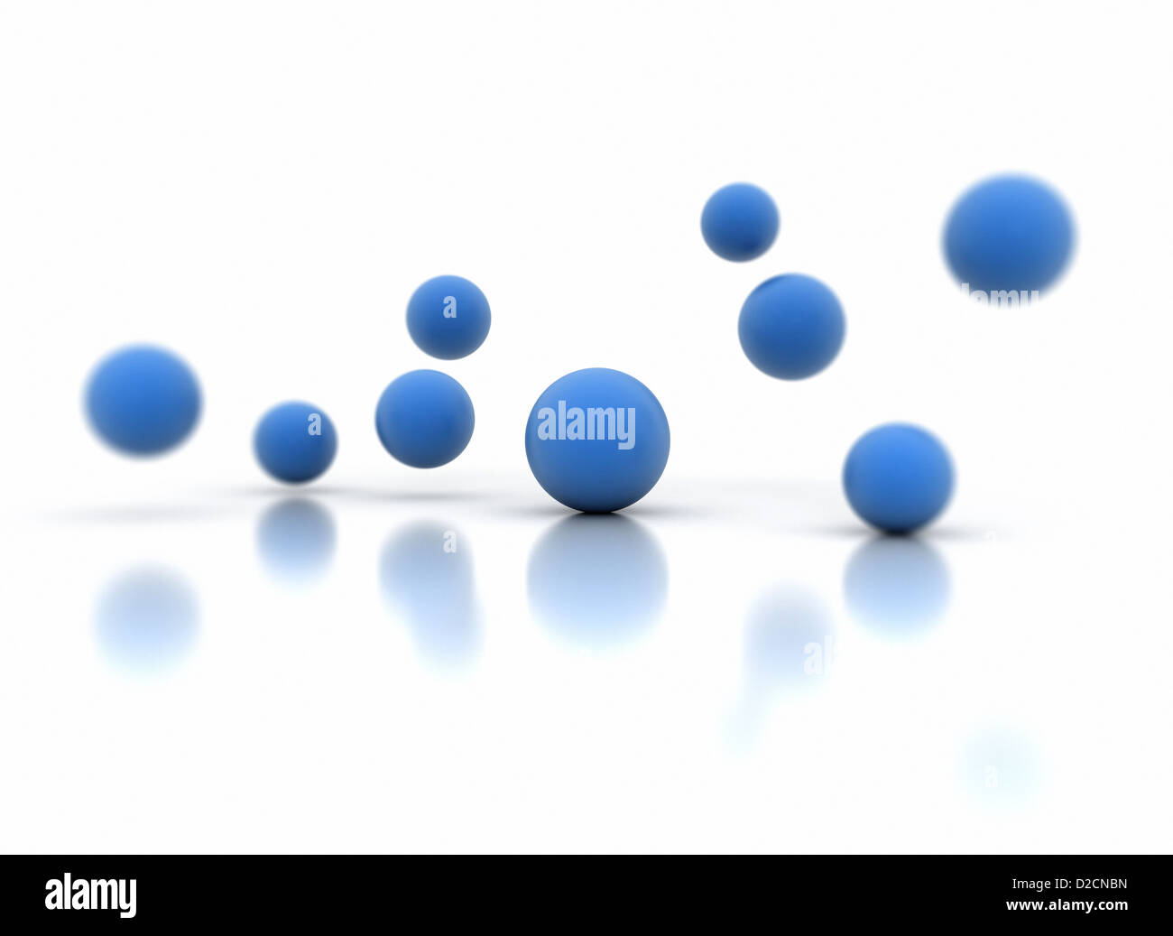 Moving blue spheres on white background Stock Photo - Alamy