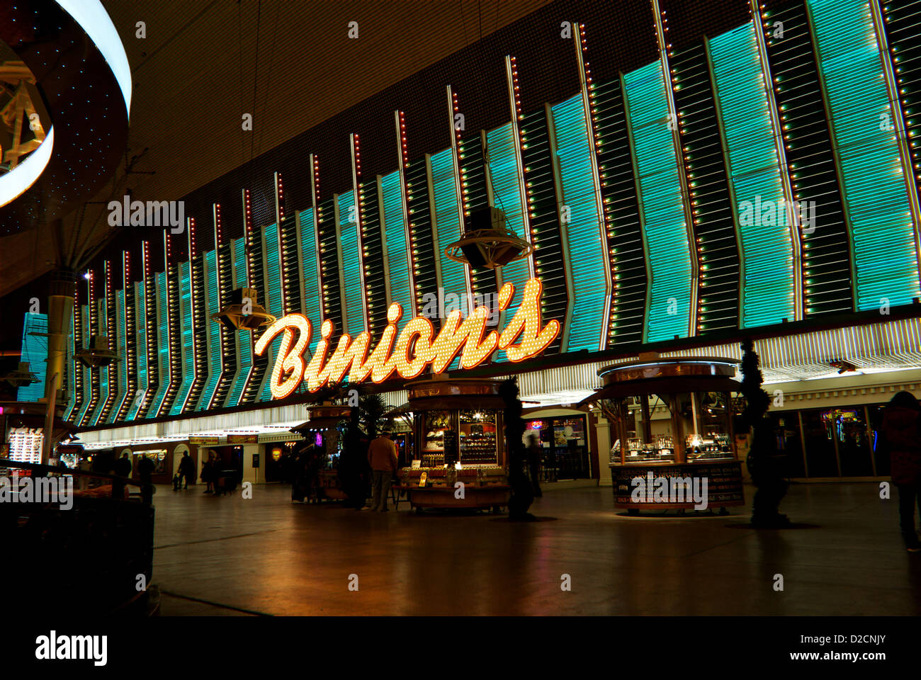 Gaudy neon lights Binion's casino Fremont Street Experience old downtown Las Vegas Stock Photo