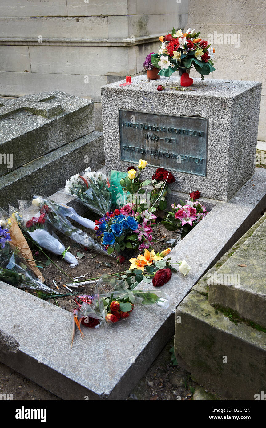 Jim Morrison's grave, Paris, France. Stock Photo