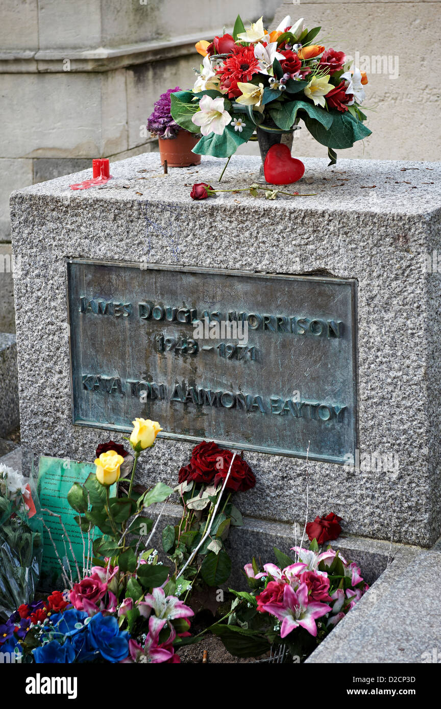 Jim Morrison's grave, Paris, France. Stock Photo