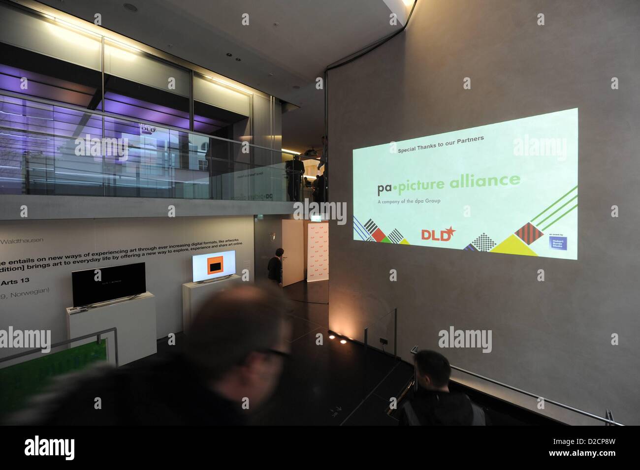 Dld Conference MUNICH/GERMANY - JANUARY 20: A feature with logos during the Digital ...