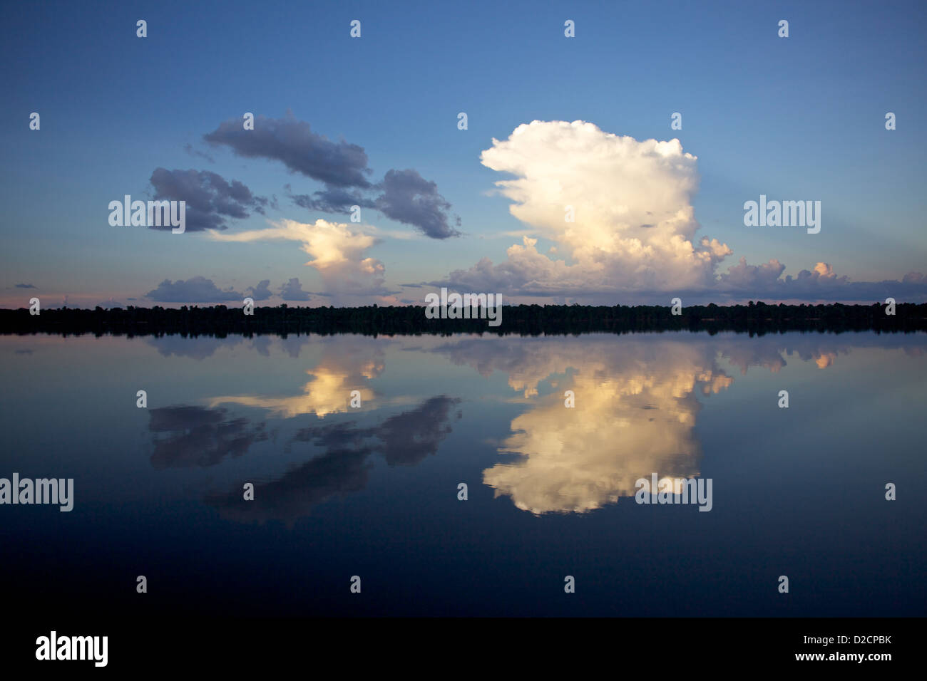 Storm clouds gather over the Amazon River Stock Photo