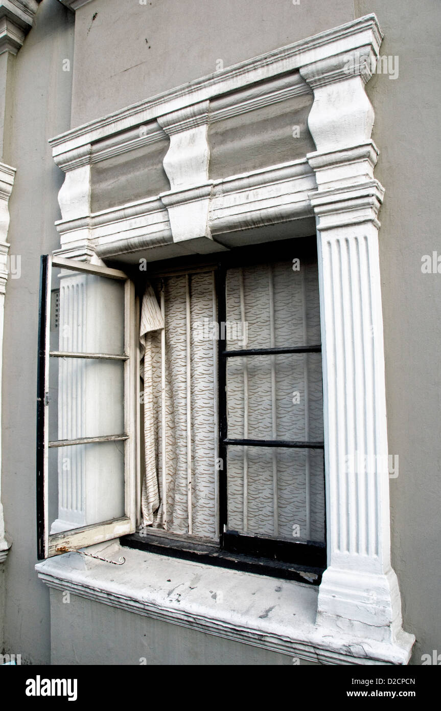 Open window with bars behind Stock Photo