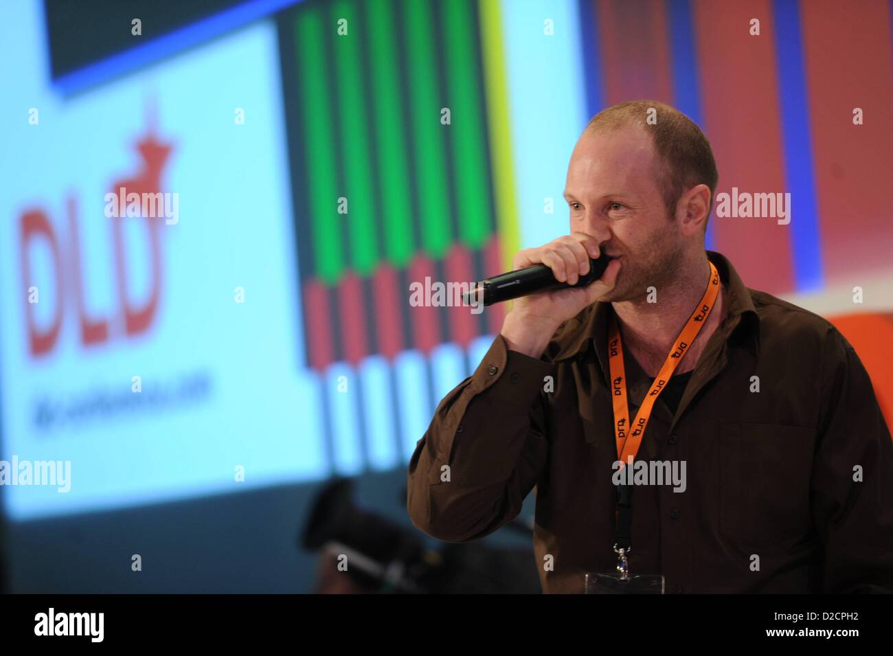 MUNICH/GERMANY - JANUARY 20: Baba Brinkman (Rap-Artist) performs on the podium during the Digital Life Design (DLD) Conference at the HVB Forum on January 20, 2013 in Munich, Germany. DLD is an international conference and culture which connects new media, business and social leaders, opinion formers and investors for crossover conversation and inspiration. (Photo: picture alliance/Jan Haas) Stock Photo
