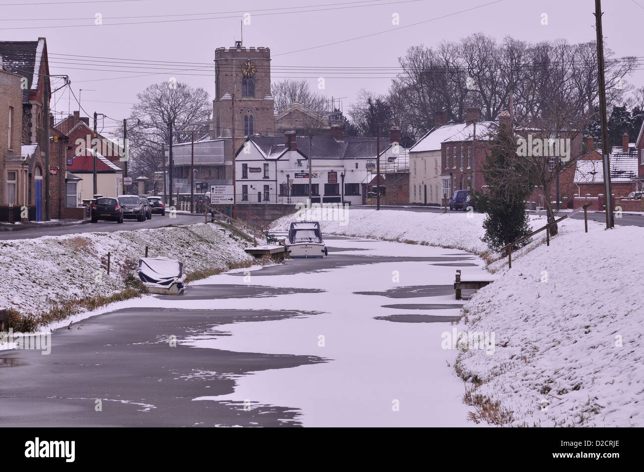 The River Nene in winter at Upwell, on the Cambridgeshire/Norfolk