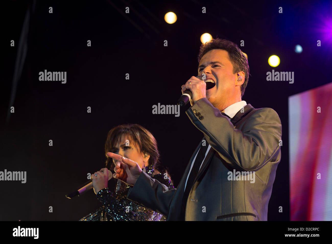 Donny and Marie Osmond at the O2 Arena in London, at the start of their UK Tour. It is the first time they have toured together. Stock Photo
