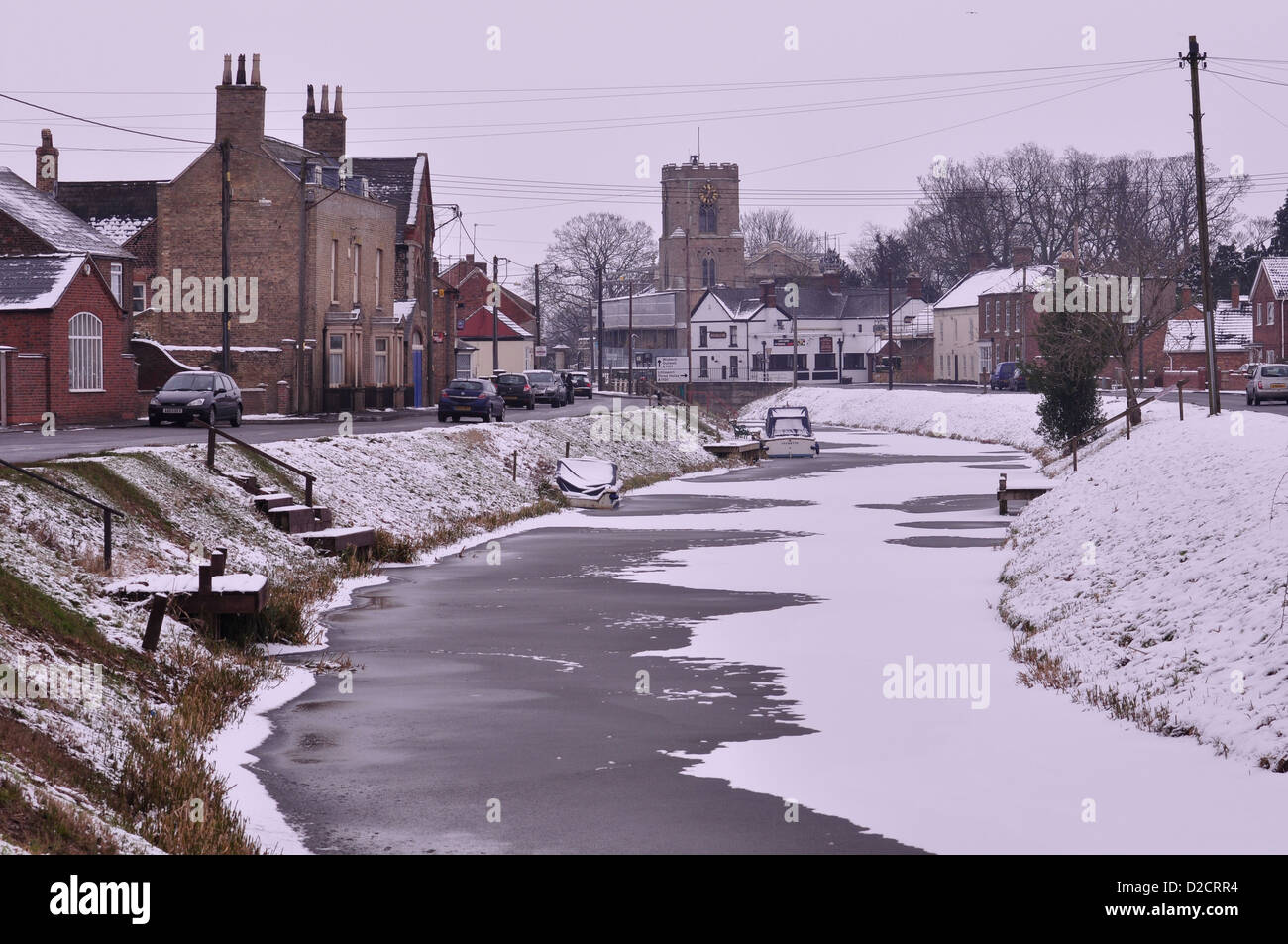The frozen River Nene at Upwell on the Norfolk/Cambridgeshire border in