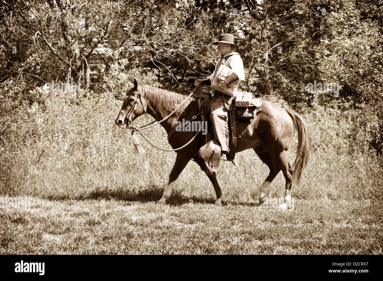 A Cowboy Delivering A Christmas Present During The Holidays Log