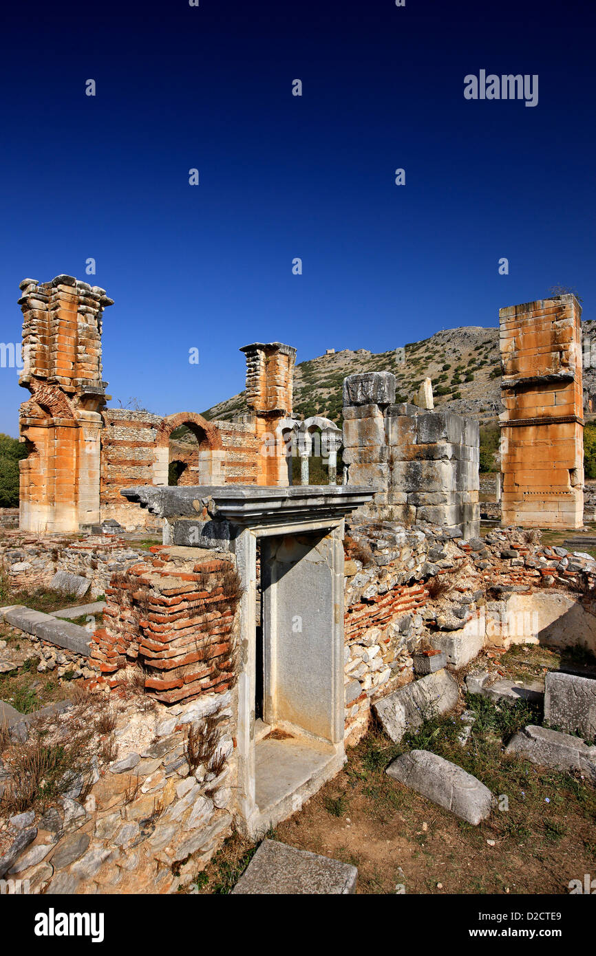 The famous Basilica B', ancient Philippi, Kavala, Macedonia, Greece. Stock Photo