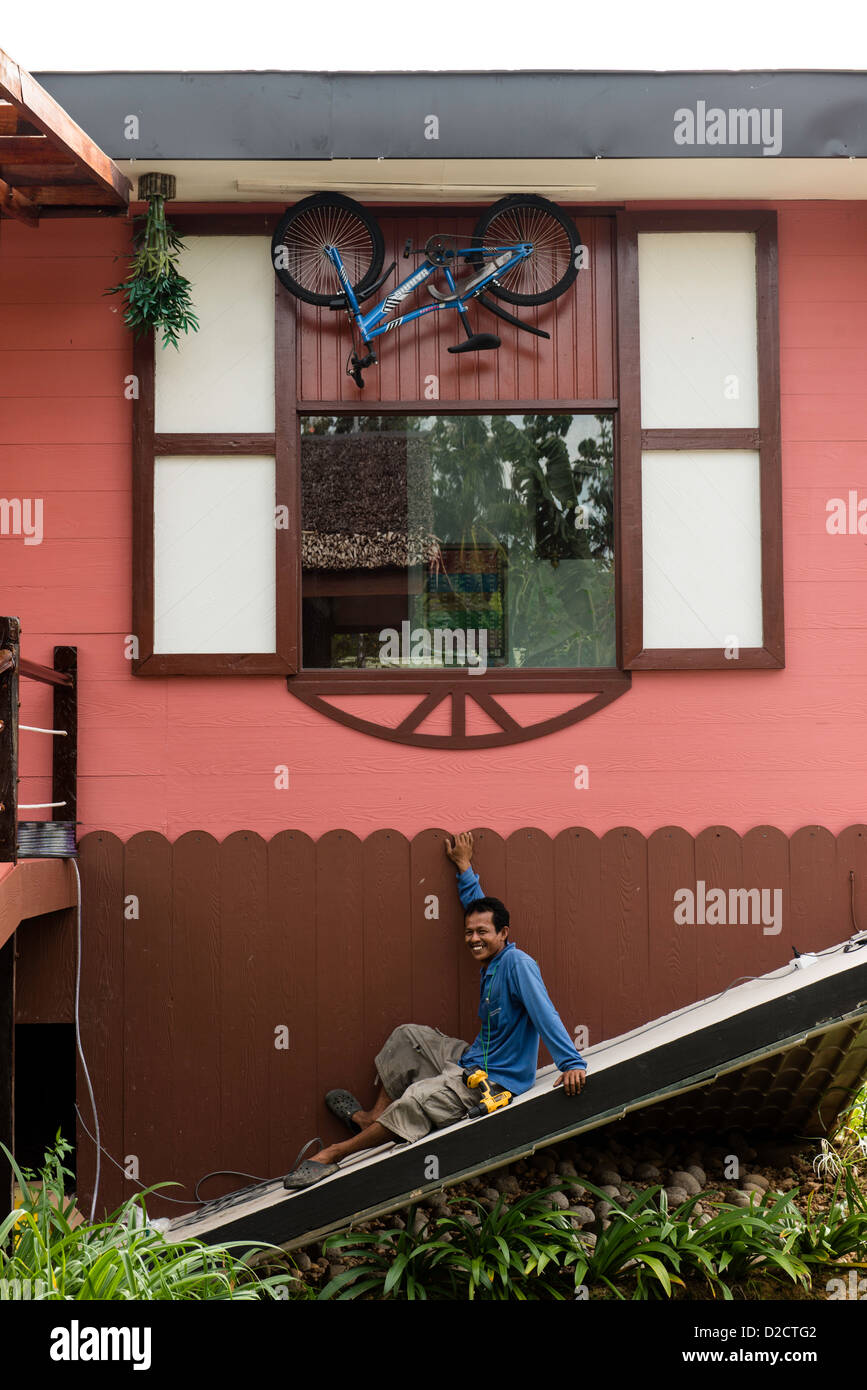 Rumah Terbalik or Upside Down House Tuaran Sabah Borneo Malaysia Stock Photo