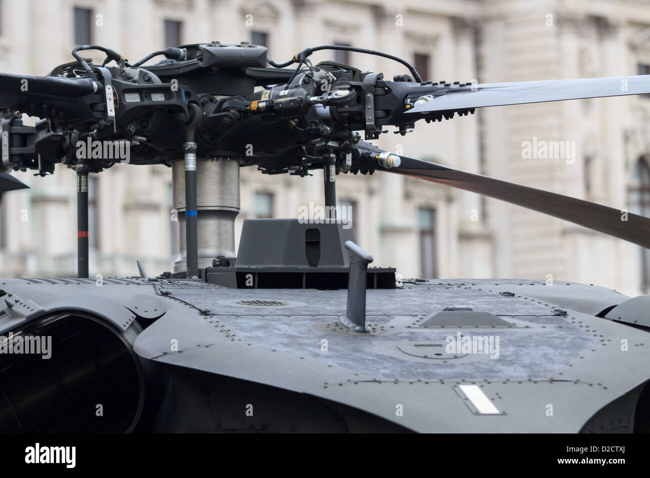 A rotor head of a large military helicopter Stock Photo