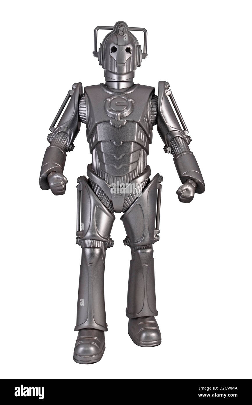 Cyberman Toy from the BBC programme Dr Who isolated on white background Stock Photo