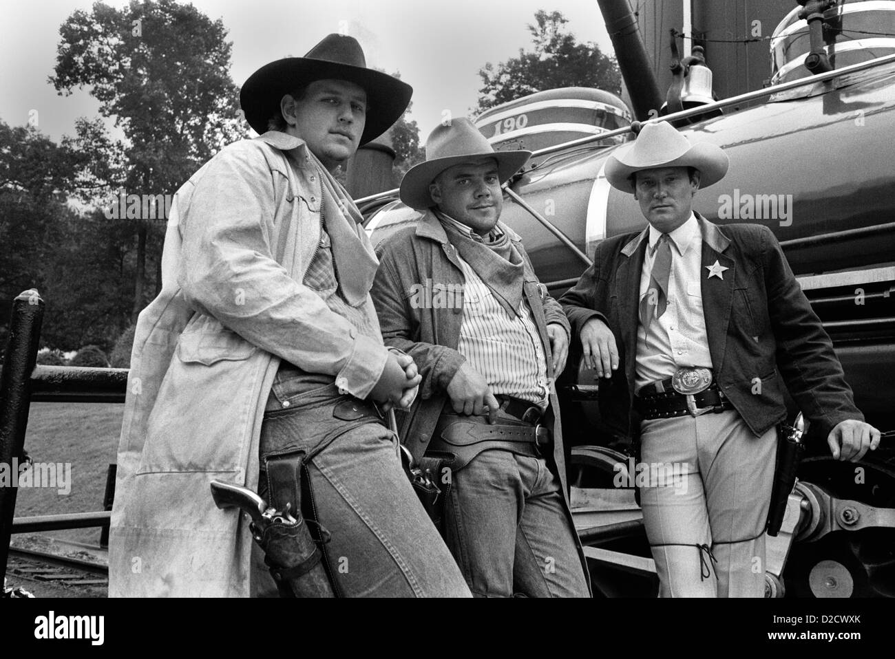 Theme park cowboys Tweetsie Railroad, Blowing Rock North Carolina USA Stock Photo