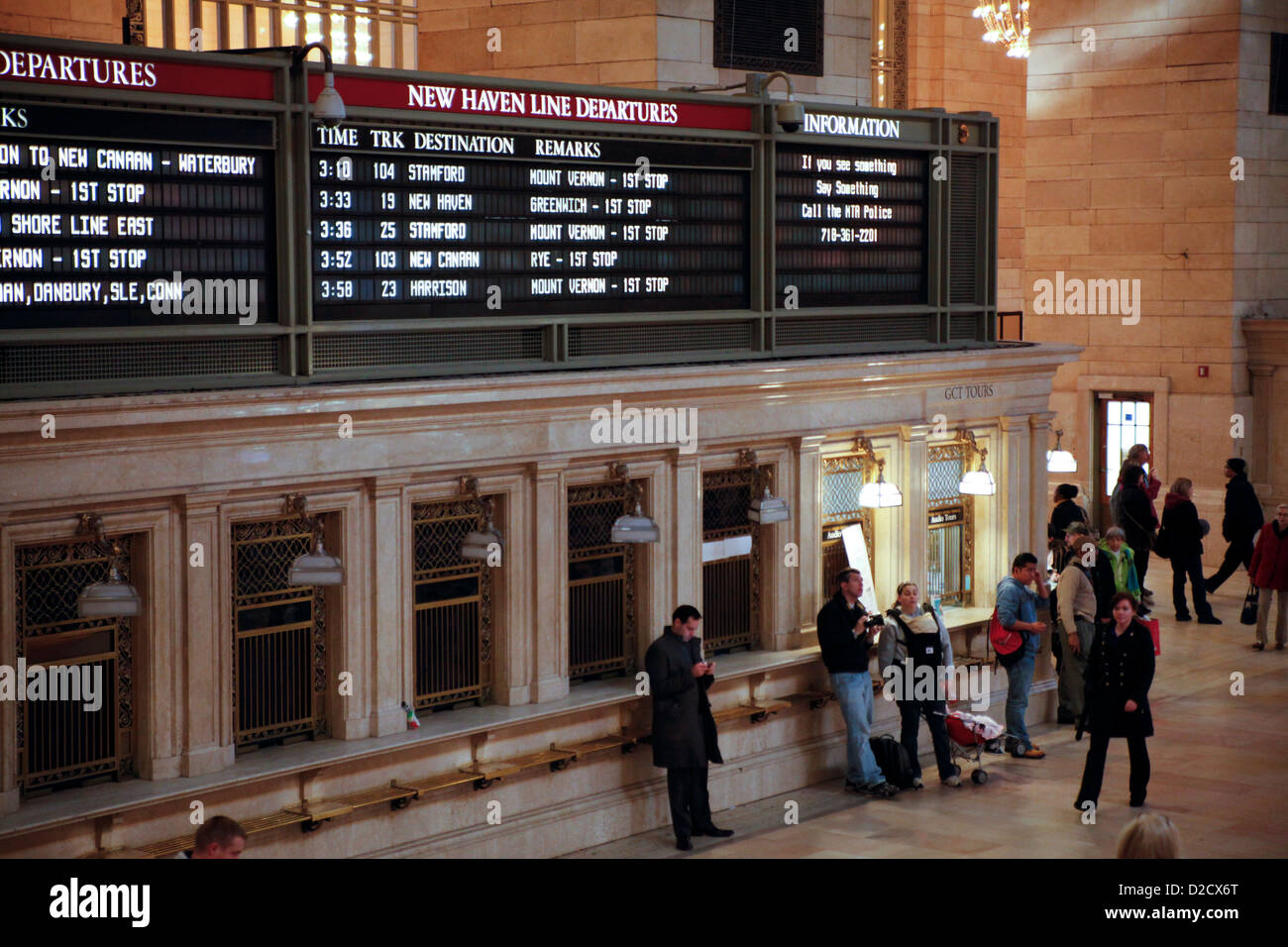 People Waiting in Front of Ticket Booths at Grand Central Station, New