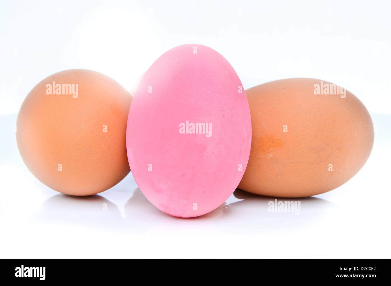 Preserved egg , pink eggs and brown eggs Stock Photo