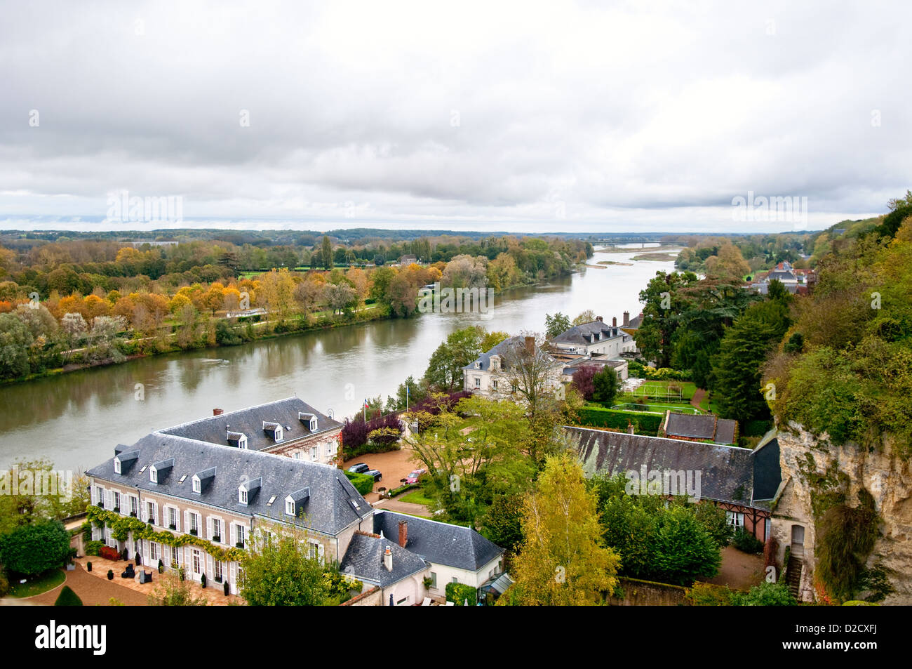 Old houses of Amboise. Panoramic view on Loire valley. Autumn. Stock Photo