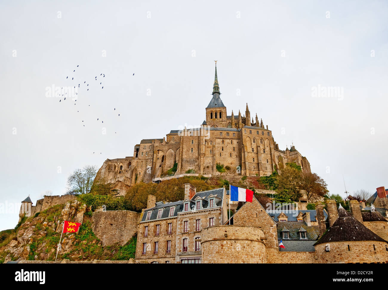 Mont Saint-Michel is a tidal island in Normandy and one of the most visited tourist sites in France. Stock Photo