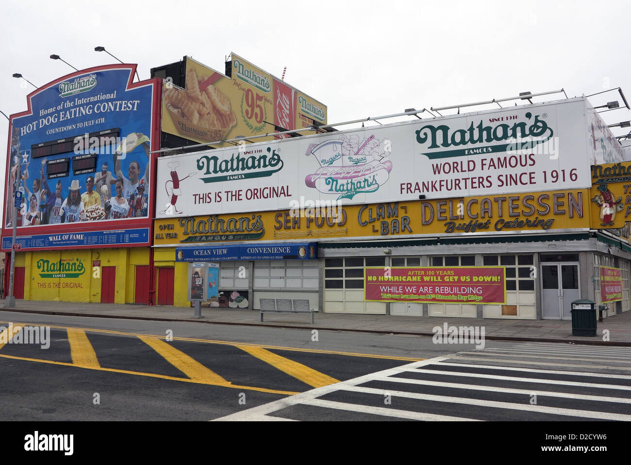 Nathan's restaurant in Coney Island in Brooklyn on Jan.1, 2013. Stock Photo