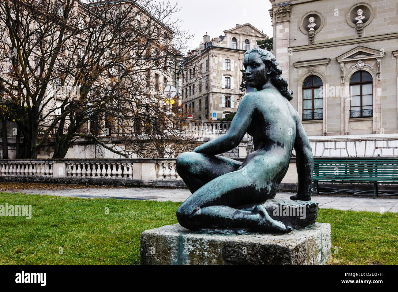 Statue at the park in the bastion de Saint Léger. Vieille Ville (Old Town) Geneva, Switzerland Stock Photo
