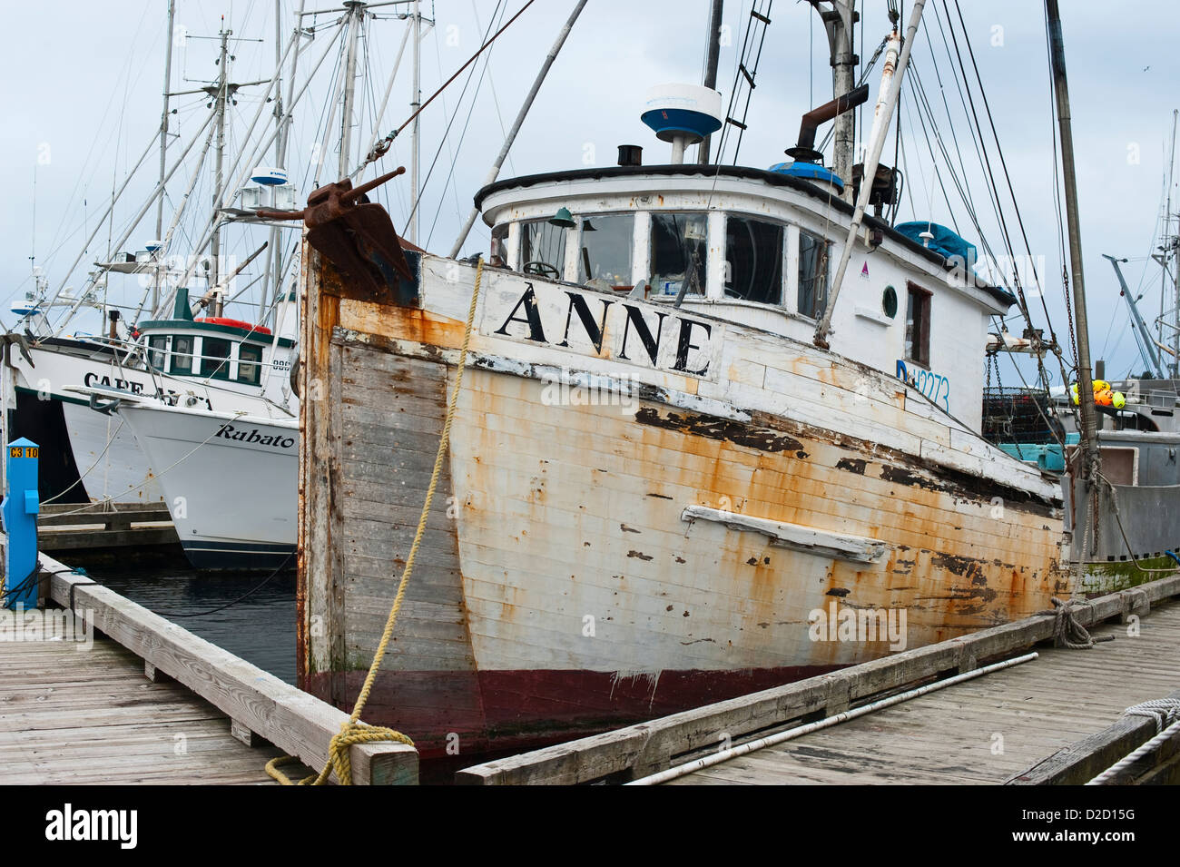Old wooden commercial fishing boat in Crescent Harbor, Sitka, Alaska, USA  Stock Photo - Alamy