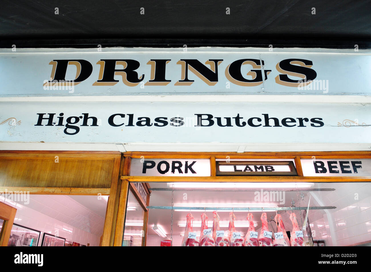Exterior of Drings Butchers, Royal Hill, Greenwich, South London, London, England, UK Stock Photo
