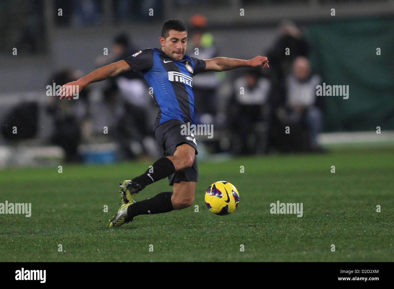 20.01.2013 Rome, Italy. Walter Gargano in action during the Serie A game between Roma and Inter Milan from the Stadio Olympico. Stock Photo