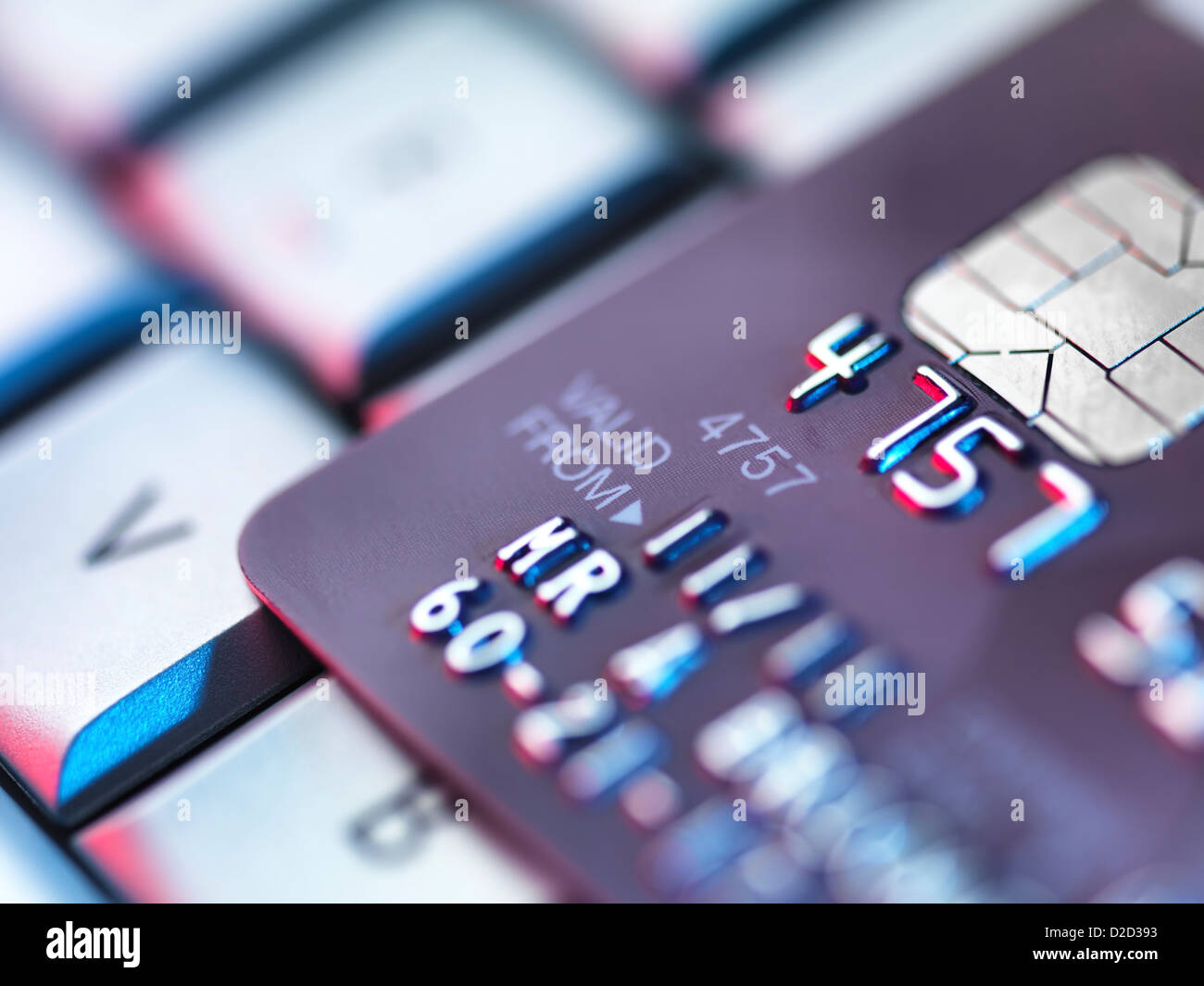 Internet shopping conceptual image Credit card on a computer keyboard Stock Photo