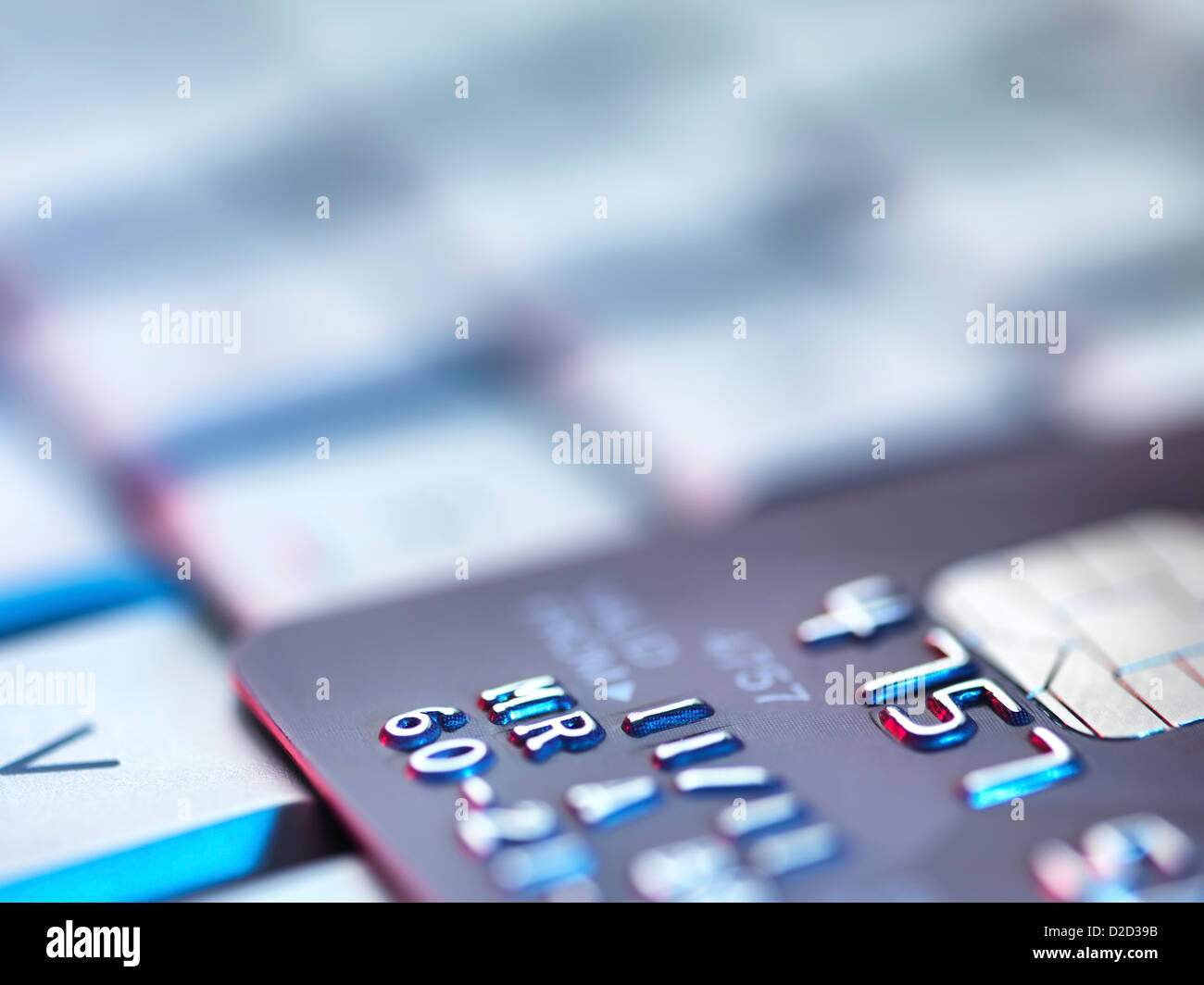 Internet shopping conceptual image Credit card on a computer keyboard Stock Photo