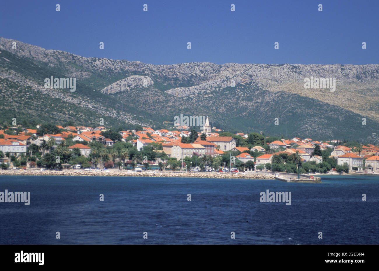 Croatia,Orebic. View Of Town And Hillside. Stock Photo