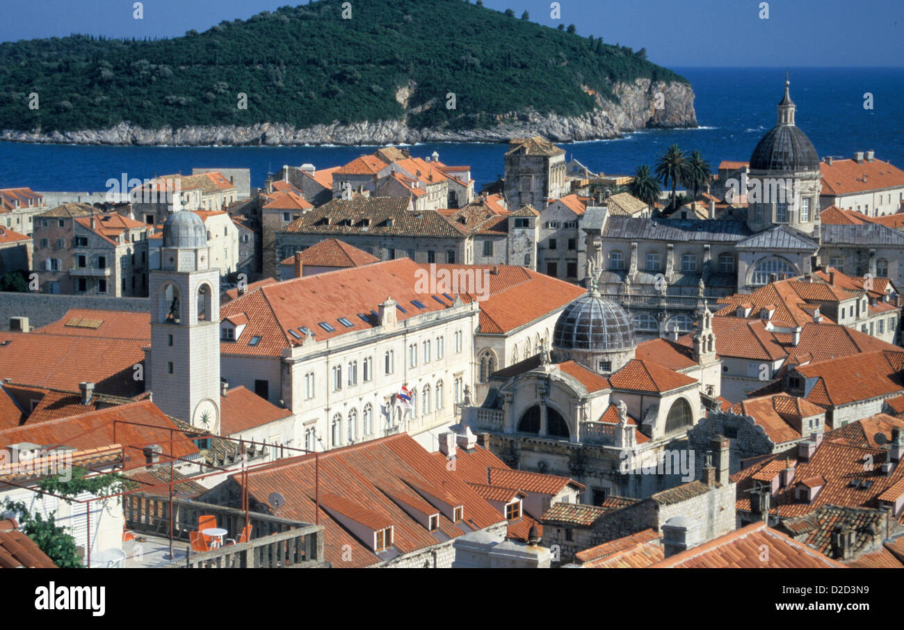 Croatia, Dubrovnik. View Of Town From Above. Stock Photo