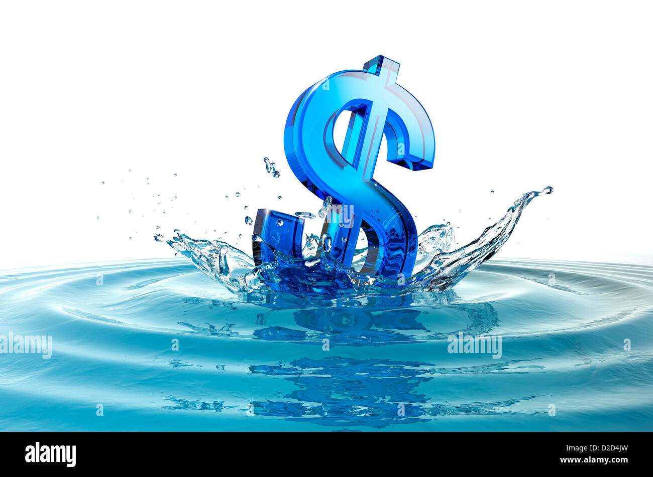 Sinking currency conceptual computer artwork Stock Photo