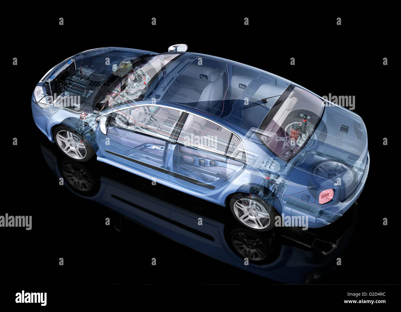 Car Computer artwork showing internal structures Stock Photo