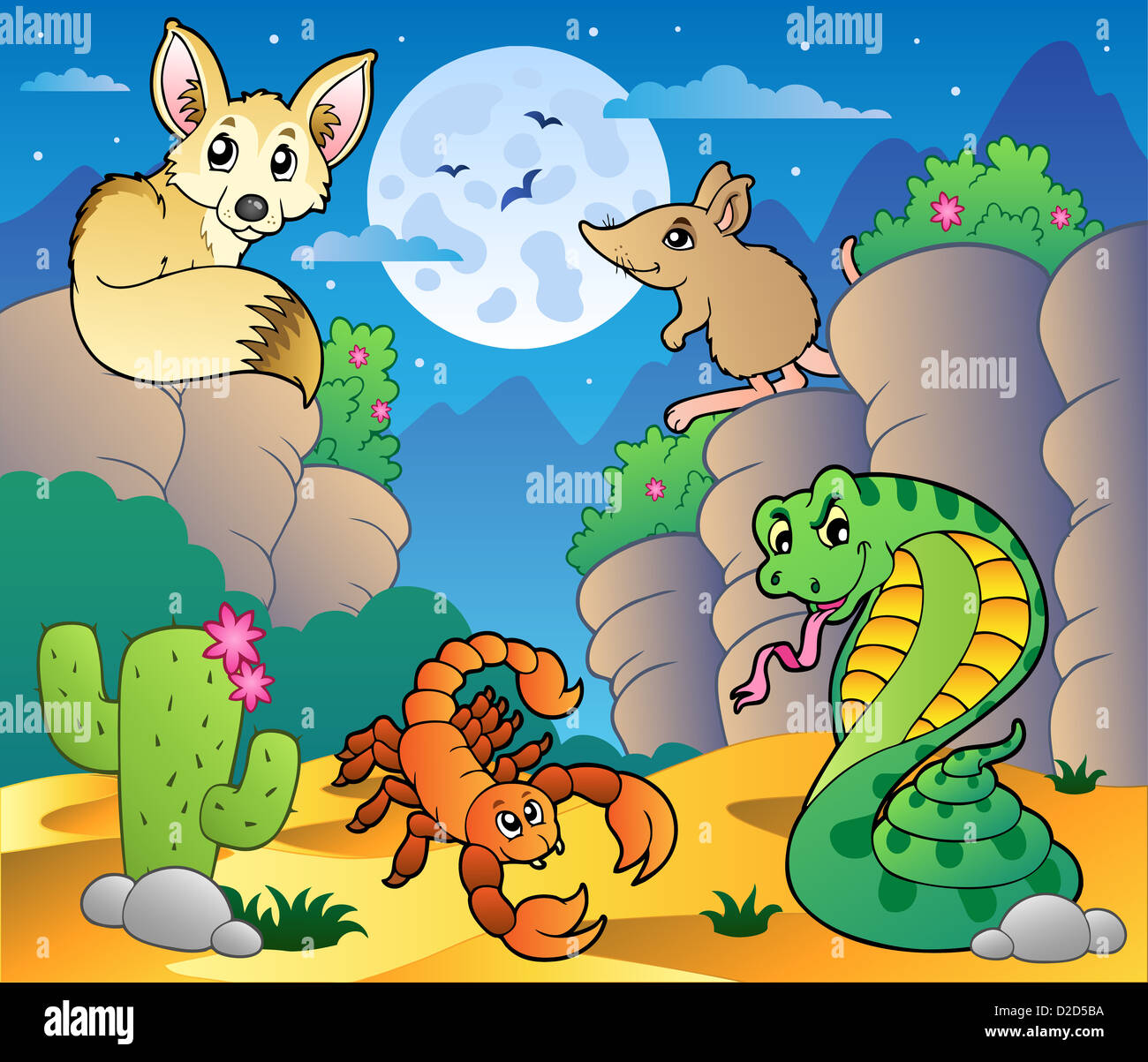 Desert scene with various animals 5 - picture illustration Stock Photo -  Alamy