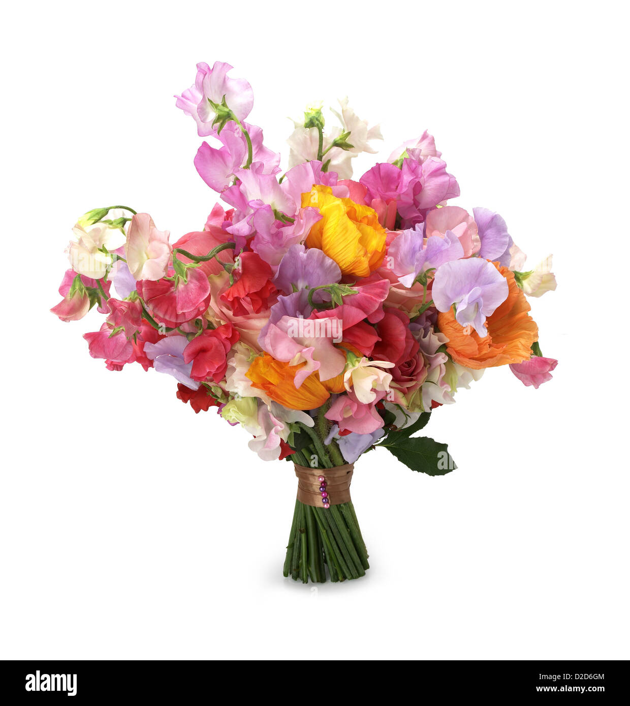 Bouquet of colourful flowers cut out white background Stock Photo