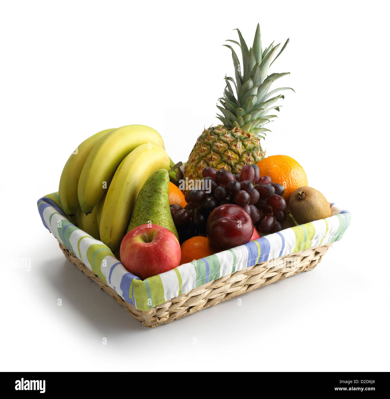 Basket of various fruit cut out white background Stock Photo Alamy