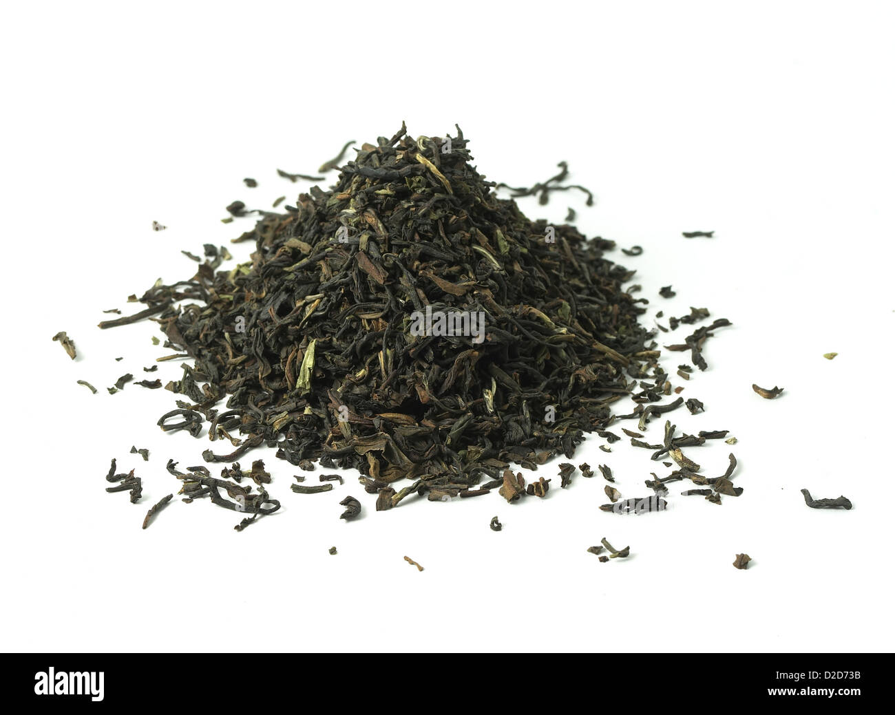 Tea leaves cut out white background Stock Photo
