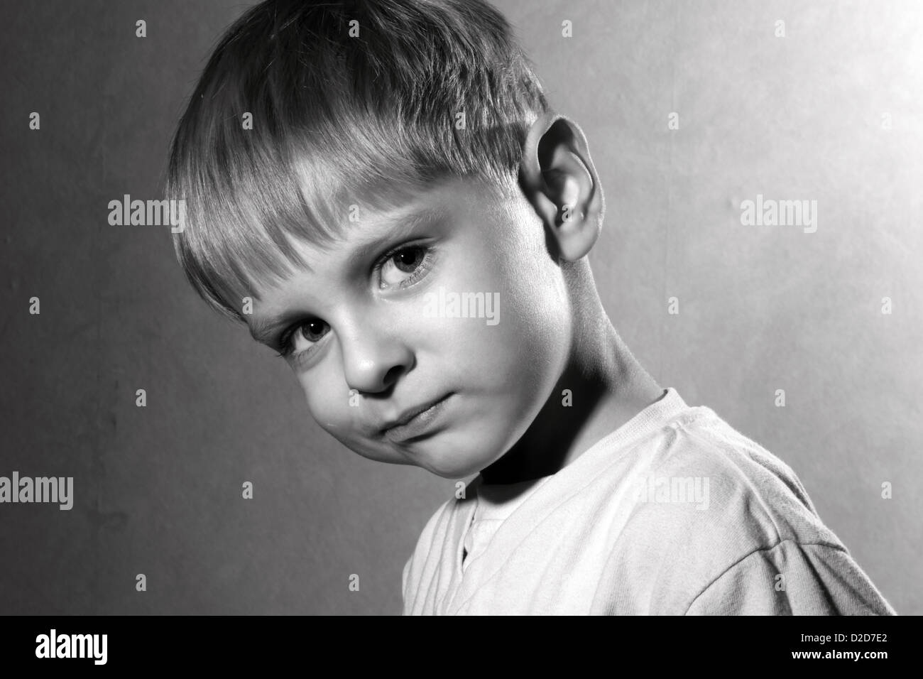 black and white portrait of cute little boy Stock Photo - Alamy