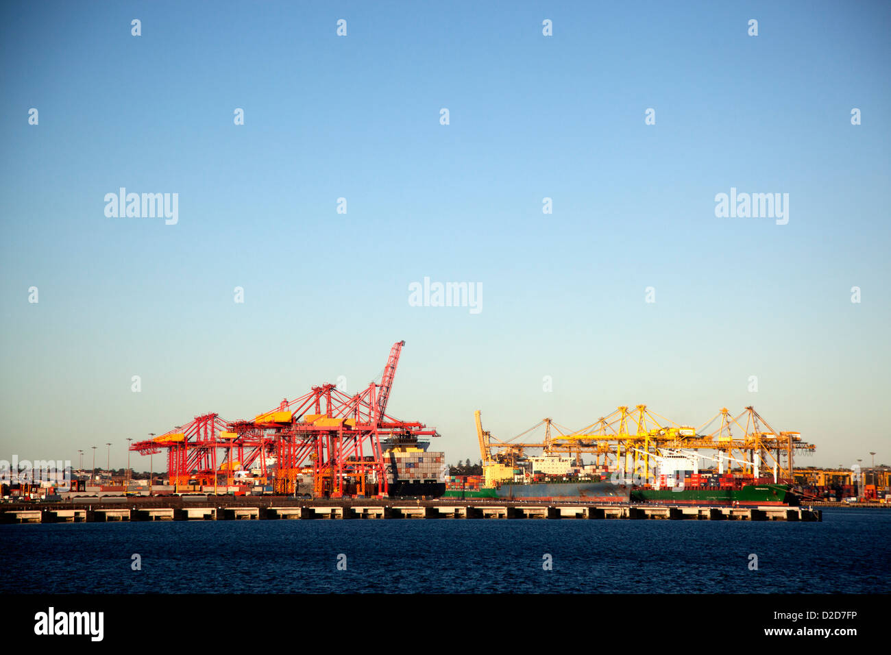 Cranes on a commercial dock Stock Photo