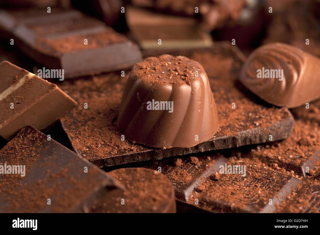Detail of a pile of chocolates Stock Photo