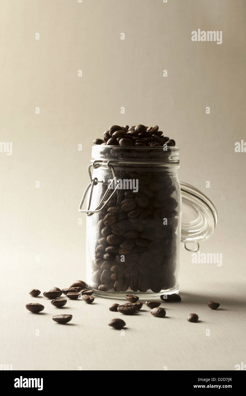 A jar of coffee beans Stock Photo