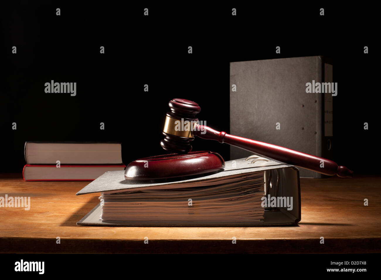 Judges gavel and legal files Stock Photo