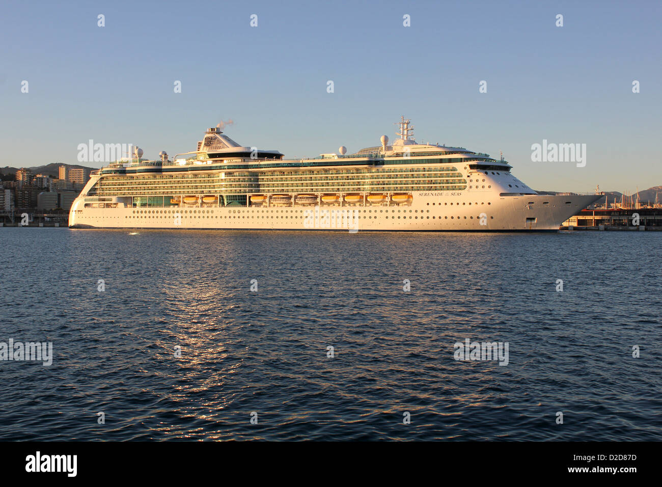 Royal Caribbean International Cruise Ship 'Serenade of the Seas' - leaving berth at late afternoon - Port of Palma de Mallorca. Stock Photo