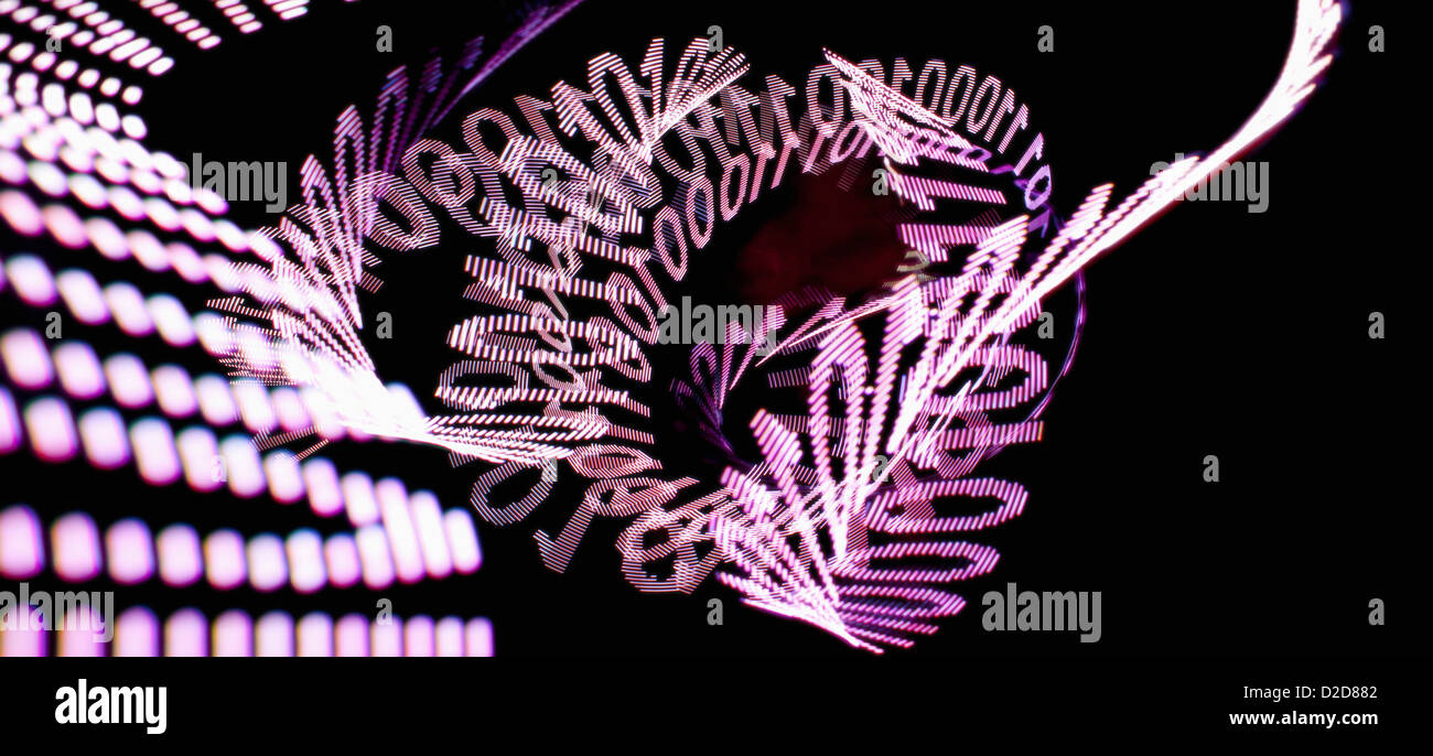 An abstract swirling pattern of binary code Stock Photo - Alamy