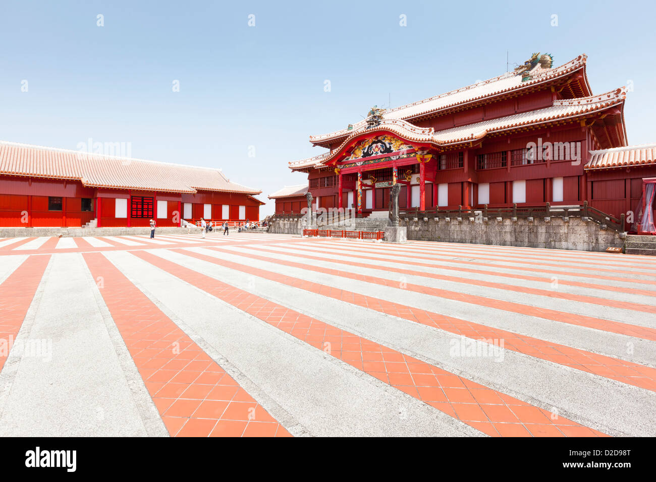 Naha, Japan - April 1, 2012: The main hall of Shuri-jo, a reconstructed Ryukyu Palace in Naha, Okinawa Island. Stock Photo