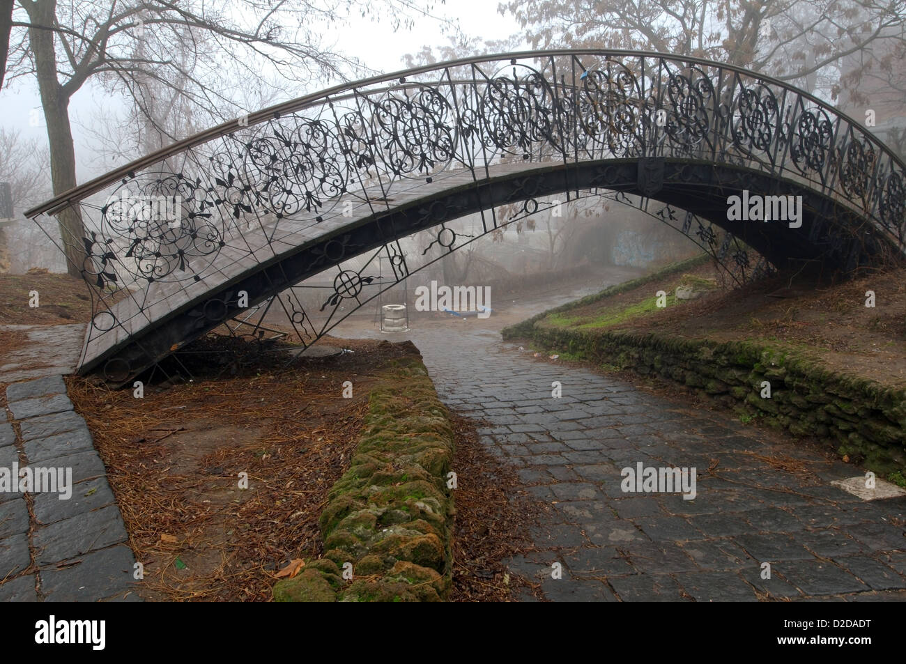 Humpbacked bridge in the fog. Odessa, Ukraine, Europe Stock Photo Alamy